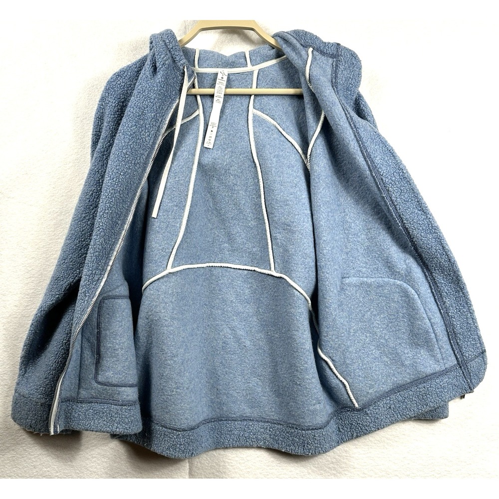 Lululemon Women's Sherpa Hoodie Size 6 Blue Full Zip Wool Blend Fleece - Picture 3 of 6
